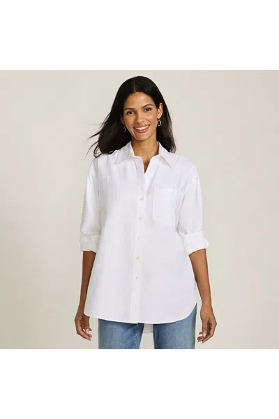 Lands' End No Iron Oversized Poplin Extra Long Tunic In Multi