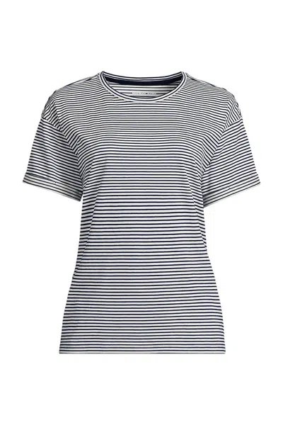 Lands' End Women's Oversized Supima Short Sleeve Crew Neck T-shirt In Blue