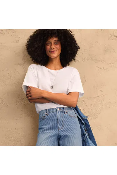 Lands' End Women's Oversized Supima Short Sleeve Crew Neck T-shirt In White
