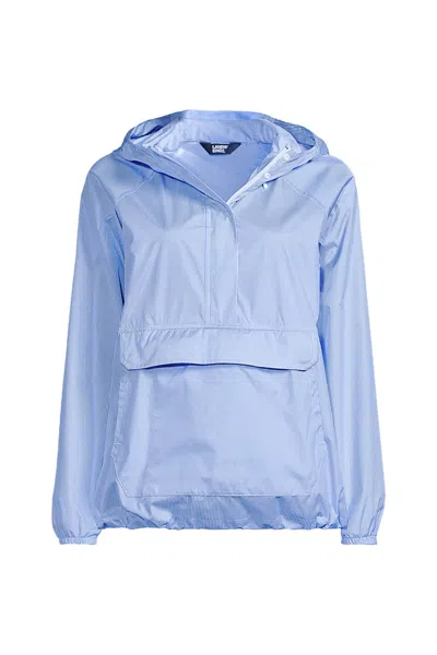 Lands' End Women's Packable Anorak Windbreaker In Blue