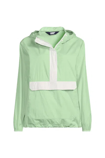 Lands' End Women's Packable Anorak Windbreaker In Green