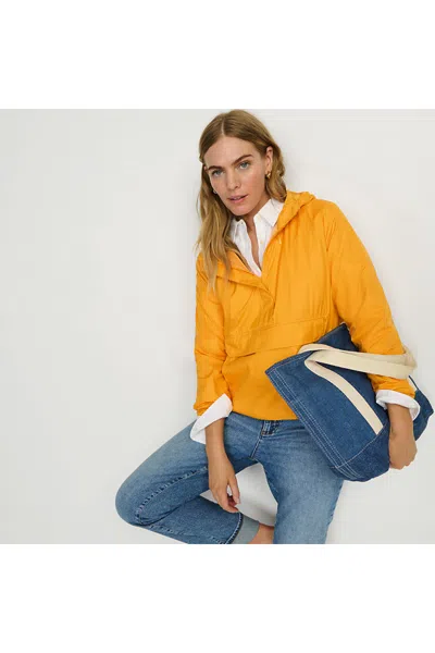 Lands' End Women's Packable Anorak Windbreaker In Orange