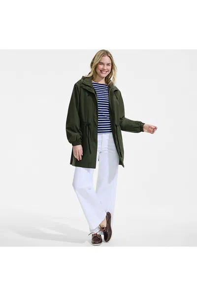 Lands' End Women's Packable Rain Parka In Green