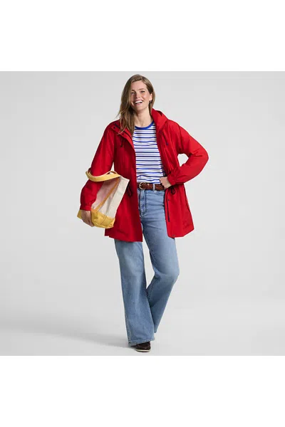 Lands' End Women's Packable Rain Parka In Red