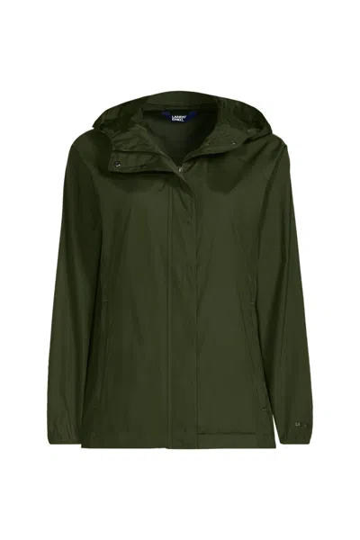 Lands' End Women's Packable Water Resistant Upf 50 Windbreaker Jacket In Green