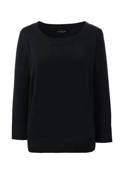 Lands' End Women's Performance 3/4 Sleeve Scoop Sweater In Black