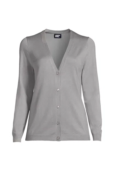 Lands' End Women's Performance Cardigan Sweater In Gray