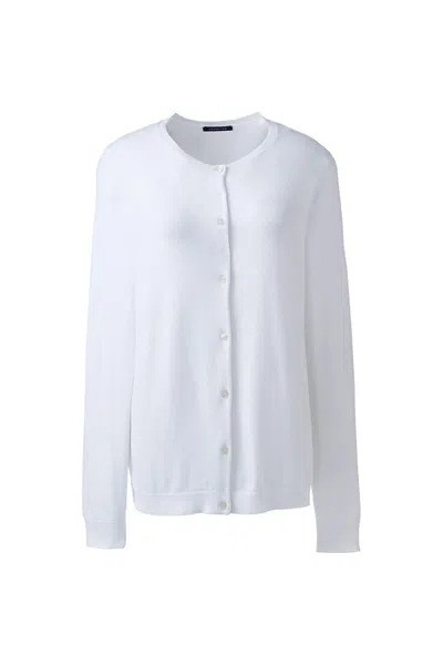 Lands' End Women's Performance Crew Cardigan Sweater In White