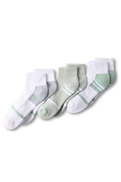 Lands' End Women's Performance Cushion Quarter Crew Socks 3 Pack In Pink