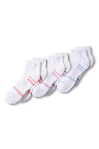 Lands' End Women's Performance Cushion Quarter Crew Socks 3 Pack In Pink