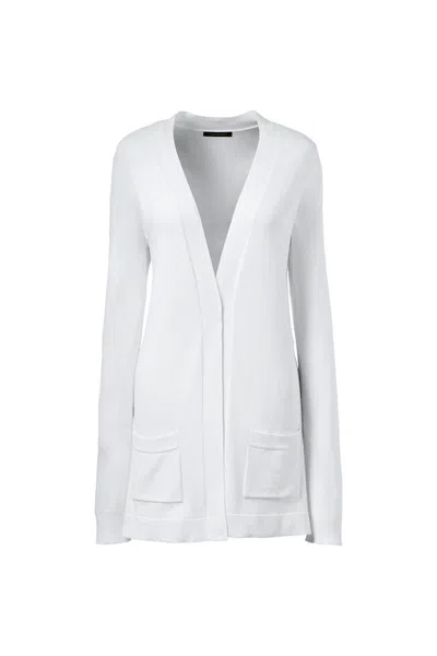 Lands' End Women's Performance Long Open Cardigan In White
