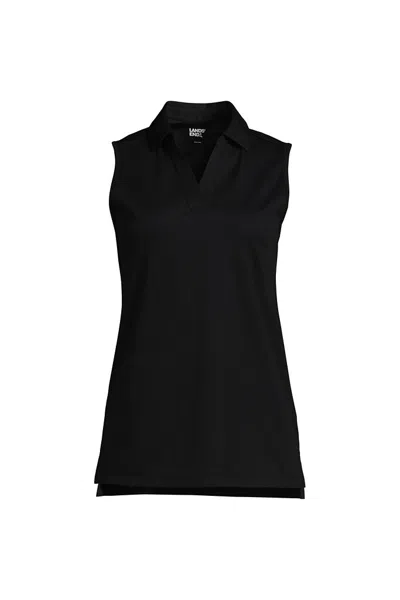 Lands' End Women's Performance Pique Polo In Black