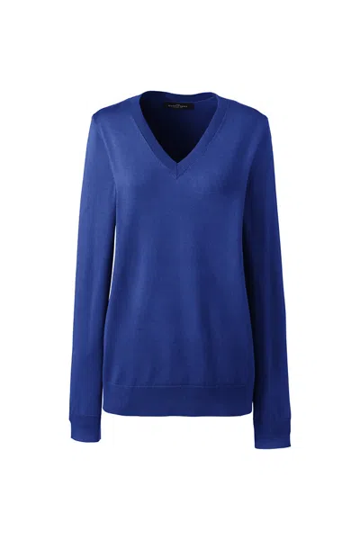 Lands' End Women's Performance V-neck Sweater In Blue