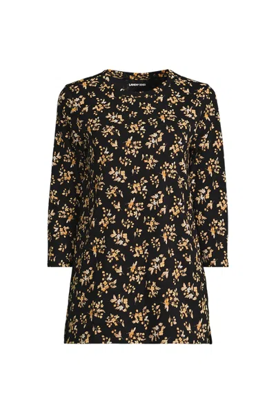 Lands' End Women's Petite 3/4 Sleeve Cotton Supima Tunic In Black
