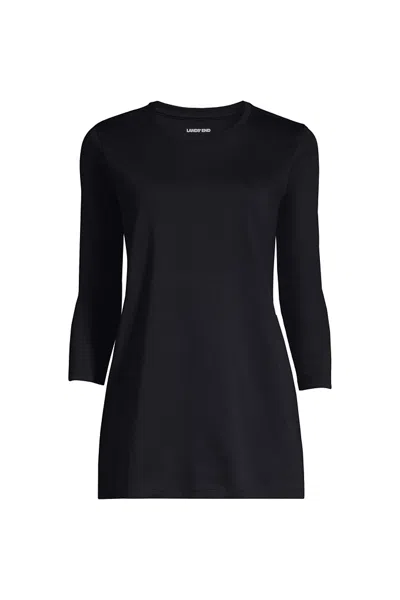 Lands' End Women's Petite 3/4 Sleeve Cotton Supima Tunic In Black