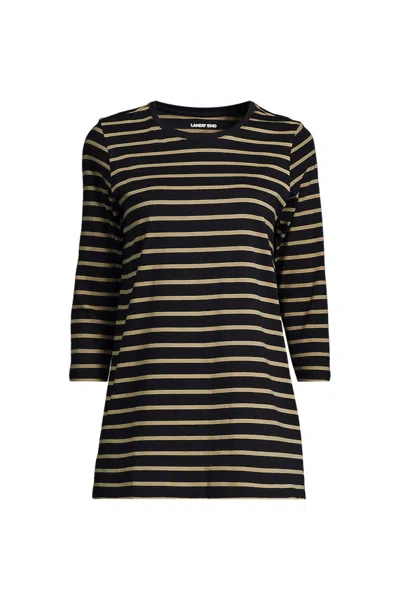 Lands' End Women's Petite 3/4 Sleeve Cotton Supima Tunic In Black