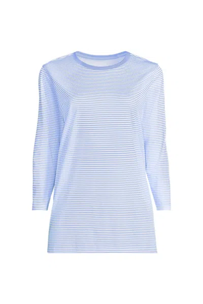 Lands' End Women's Petite 3/4 Sleeve Cotton Supima Tunic In Blue