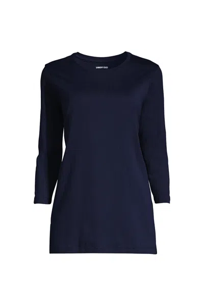 Lands' End Women's Petite 3/4 Sleeve Cotton Supima Tunic In Black