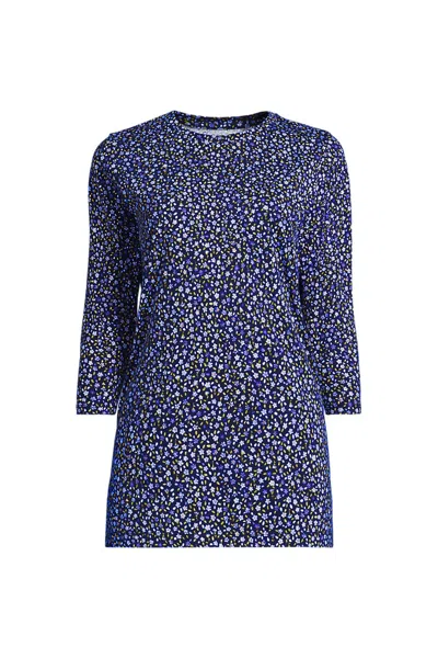 Lands' End Women's Petite 3/4 Sleeve Cotton Supima Tunic In Blue