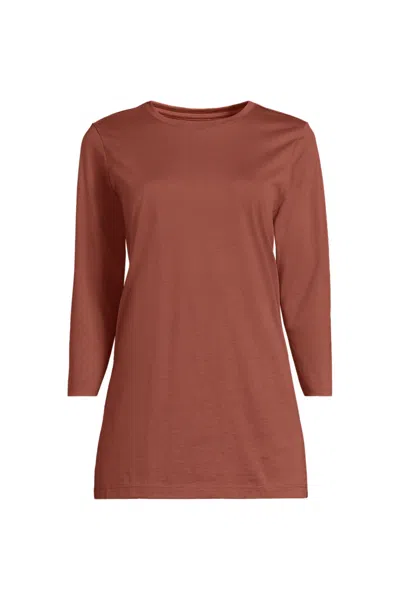 Lands' End Women's Petite 3/4 Sleeve Cotton Supima Tunic In Brown