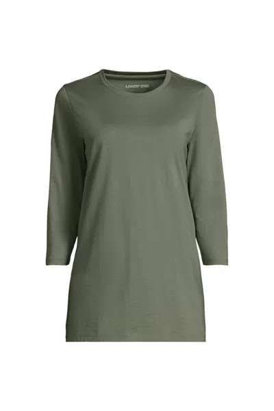 Lands' End Women's Petite 3/4 Sleeve Cotton Supima Tunic In Green