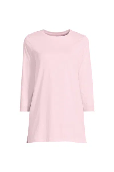 Lands' End Women's Petite 3/4 Sleeve Cotton Supima Tunic In Pink