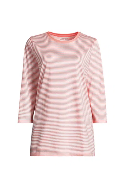 Lands' End Women's Petite 3/4 Sleeve Cotton Supima Tunic In Pink