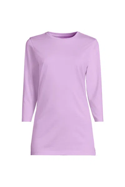 Lands' End Women's Petite 3/4 Sleeve Cotton Supima Tunic In Purple