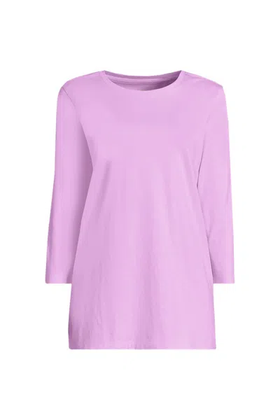 Lands' End Women's Petite 3/4 Sleeve Cotton Supima Tunic In Purple