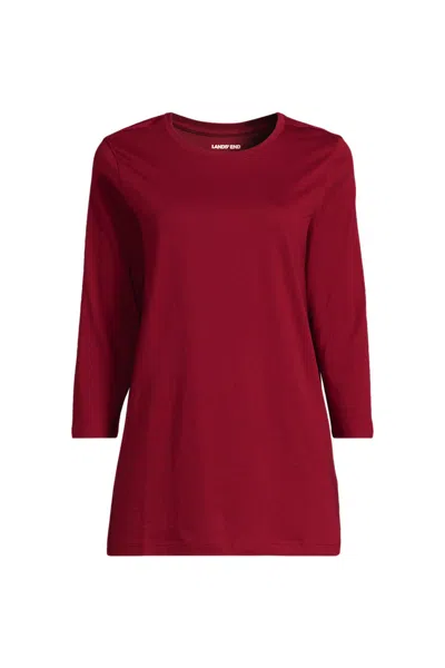 Lands' End Women's Petite 3/4 Sleeve Cotton Supima Tunic In Burgundy