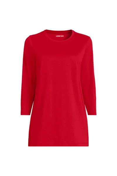 Lands' End Women's Petite 3/4 Sleeve Cotton Supima Tunic In Red