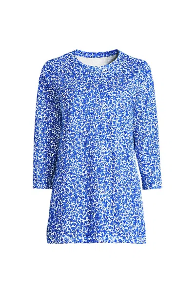 Lands' End Women's Petite 3/4 Sleeve Cotton Supima Tunic In Blue
