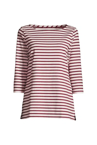 Lands' End Women's Petite 3/4 Sleeve Heavyweight Jersey Boatneck Tunic In Pink