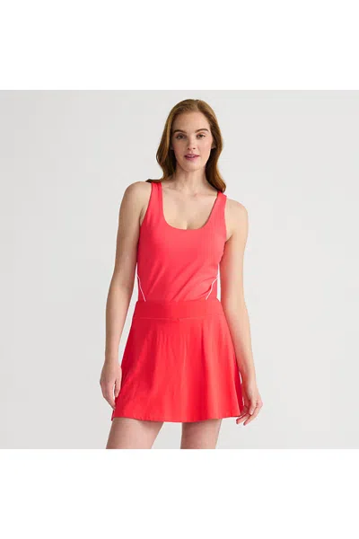 Lands' End Women's Petite Active Adaptive Lycra Skater Skort In Orange