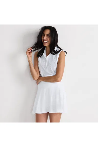 Lands' End Women's Petite Active Eyelet Skater Skort In White
