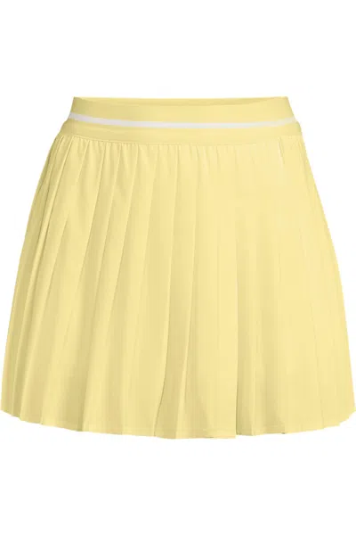 Lands' End Women's Petite Active Woven Pleated Skort In Yellow
