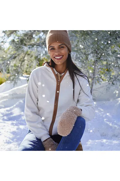 Lands' End Women's Petite Anyweather Raindefense Fleece Full Zip Jacket In Ivory