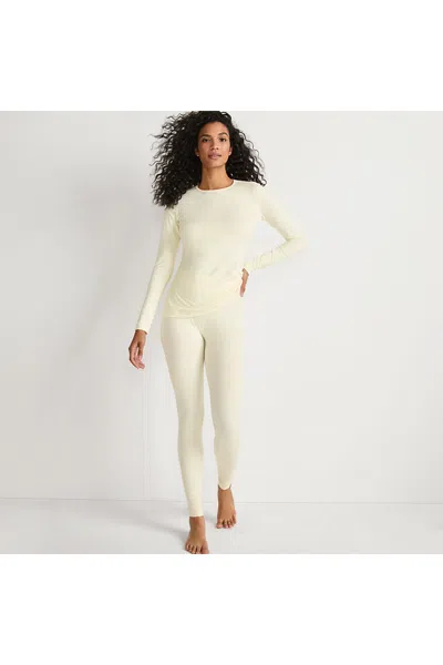 Lands' End Women's Petite Baselayer Cozy Thermaskin Pants In White
