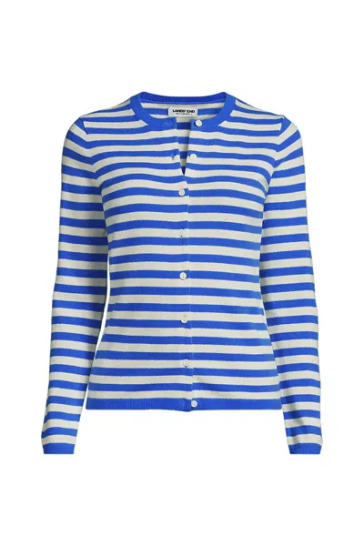 Lands' End Women's Petite Cashmere Cardigan Sweater In Blue
