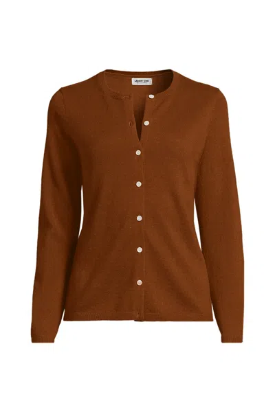 Lands' End Women's Petite Cashmere Cardigan Sweater In Brown
