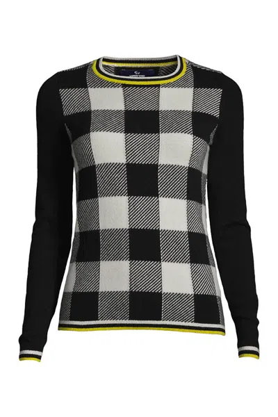 Lands' End Women's Petite Cashmere Crew Neck Sweater Tee - Jacquard In Black