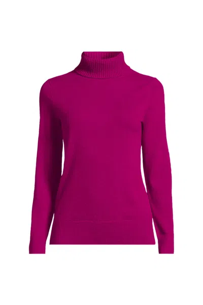 Lands' End Women's Petite Cashmere Turtleneck Sweater In Pink