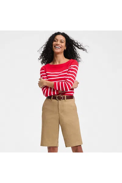Lands' End Women's Petite Classic 12" Chino Shorts In Brown