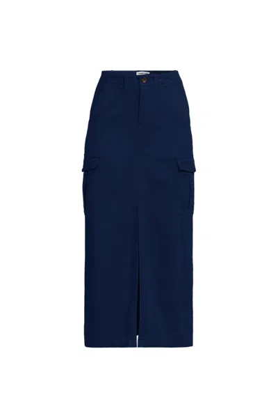 Lands' End Women's Petite Cool Fade Cargo Midi Skirt In Blue
