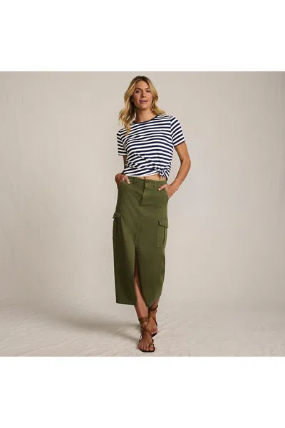 Lands' End Women's Petite Cool Fade Cargo Midi Skirt In Green