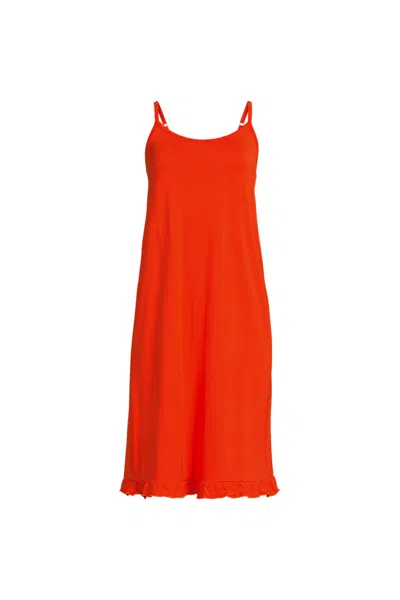 Lands' End Women's Petite Cooling Knee Length Slip Nightgown In Orange