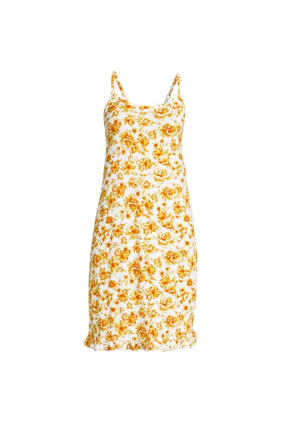 Lands' End Women's Petite Cooling Knee Length Slip Nightgown In Yellow