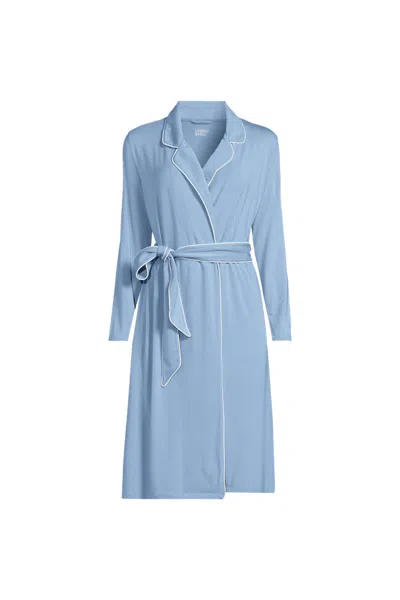 Lands' End Women's Petite Cooling Robe With Piping In Blue