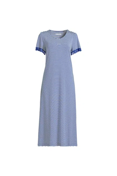 Lands' End Women's Petite Cooling Short Sleeve Scoop Neck Mid Calf Nightgown In Multi