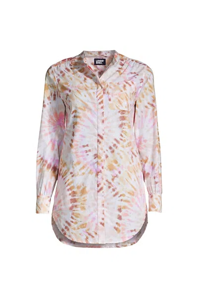 Lands' End Women's Petite Cotton A-line Long Sleeve Tunic Top In White